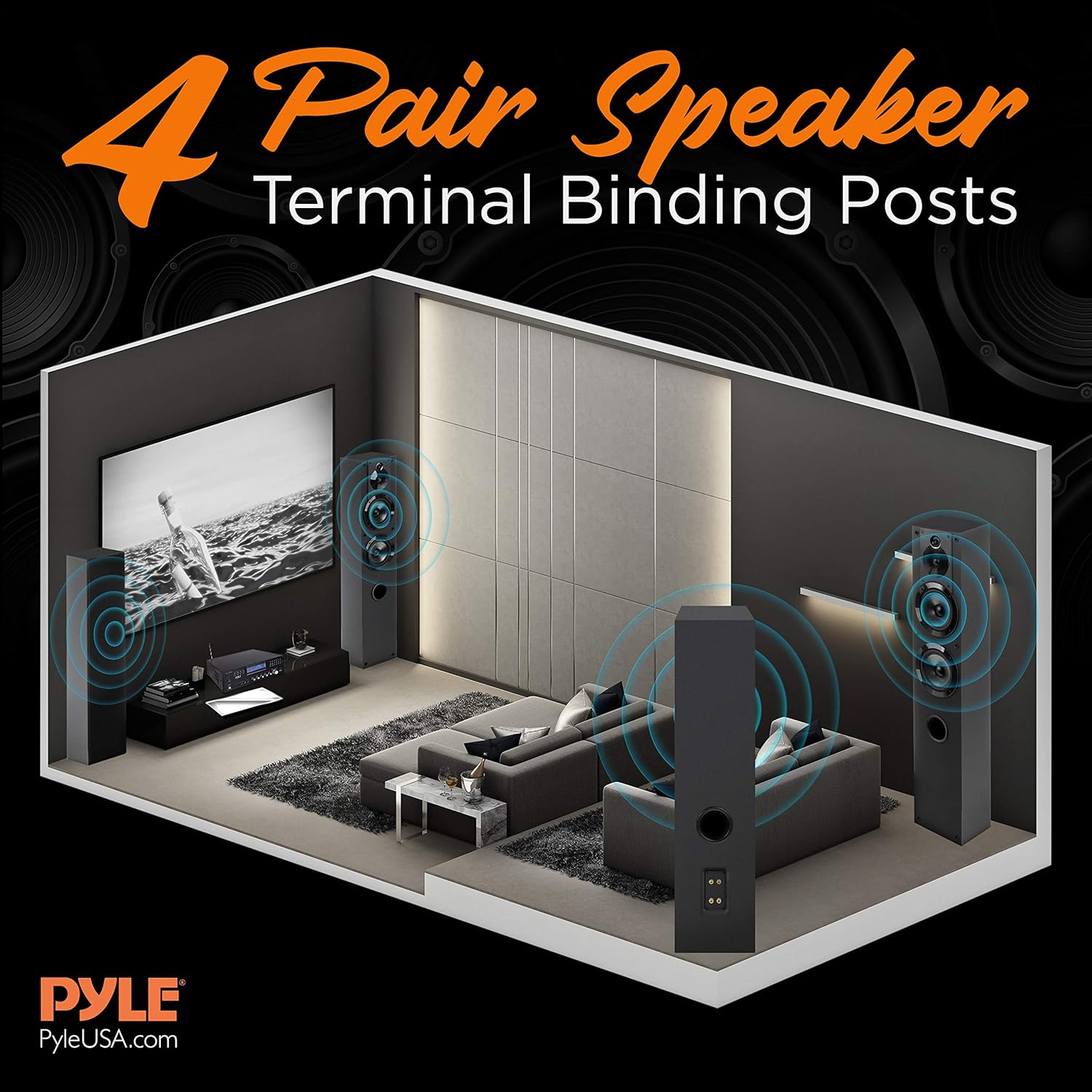 Pyle 4-Channel Wireless Microphone Amplifier System - Home Audio Stereo Receiver with CD/DVD Player, Dual UHF Mics, MP3/USB Playback, AM/FM Radio, Bluetooth Connectivity, Rack Mountable