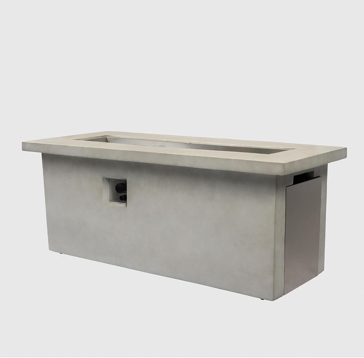 60in Concrete Fire Pit Table Rectangular Propane Gas Fire Pit Table with Storage Cabinet