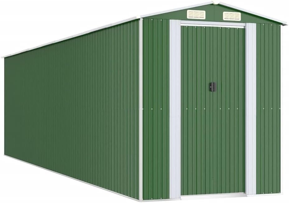 Large Galvanized Steel Garden Shed, Outdoor Storage Shed with Sliding Doors, Tool Storage for Backyard, Patio, Lawn Equipment