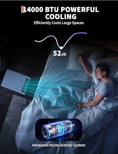 Portable Air Conditioner 14000 BTU - 3-In-1 AC Units Fast Cooling, Dehumidifying & Fan Functions, Ultra Quiet Operation with Remote Control & Window Kit, Ideal for Bedroom, Office & Living Room