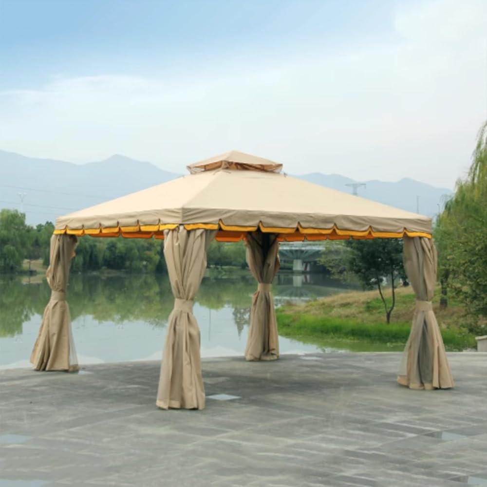 Outdoor Double Roof Gazebo, Pop Up Outdoor Canopy Shelter, Patio Metal Sun Shade Tent, High Temperature Paint Process, for Lawn, Garden, Porch