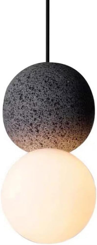OJRGG Mini Rough Cement Chandelier Industrial Single Head Pendant Light Pink Gray Modern Restaurant Bedside Ceiling Light Fixture for Kitchen Island Dining Room Bedroom Hallway Bar Living Room(Black)