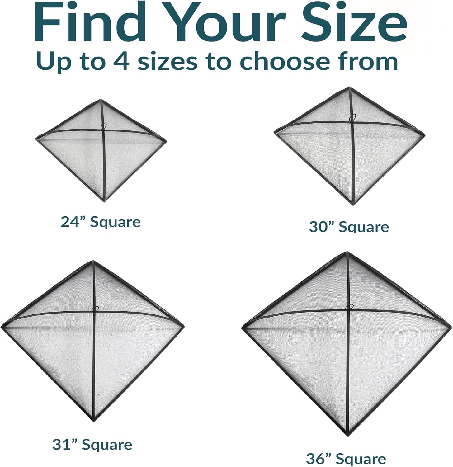 Sunnydaze Heavy-Duty Steel Mesh Fire Pit Spark Screen Cover - Outdoor Fire Pit Screen Cover - Square - Black - 36-Inch