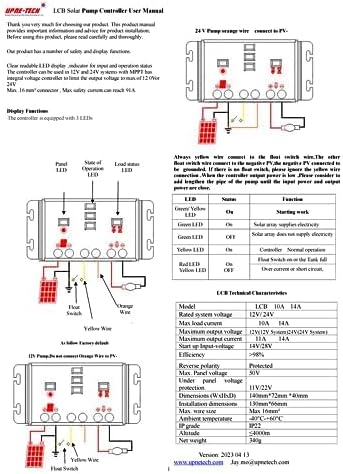 Solar Pump Controller 14A; LCB ;DC Pump Controller;Linear Current boosters Used in Solar Direct Pumping Applications;Compatible Models: 12V or 24 VDC Pumps; Input Voltage: 16 - 50 DC Volts PV Array;