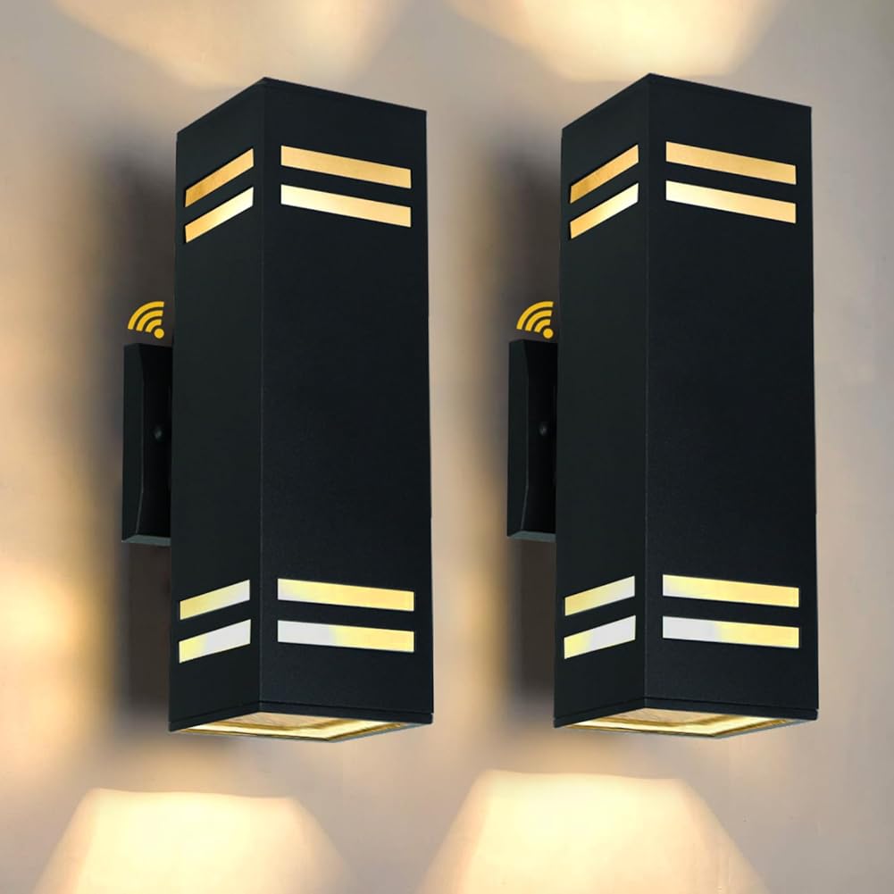 Up and Down Lights Outdoor Wall Light Fixtures, Aluminum Dusk to Dawn Outdoor Lighting Fixture, Modern Black Exterior Light Fixtures, Wall Mount Porch Light for House Front Door