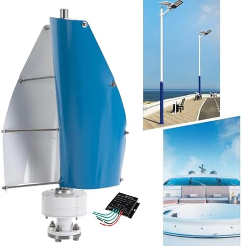 500W Wind Turbine Kit - 12V/24V/48V Spiral Power Generator with 2 Blades & Controller - Ideal for Home & Street Lighting - Efficient Renewable Energy Solution (Blue)