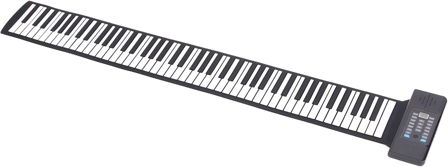 Roll Up Flexible Piano Keyboard 88 Keys, Portable Lightweight Electronic Piano with Speakers, USB MIDI Output for Teaching (US Plug)