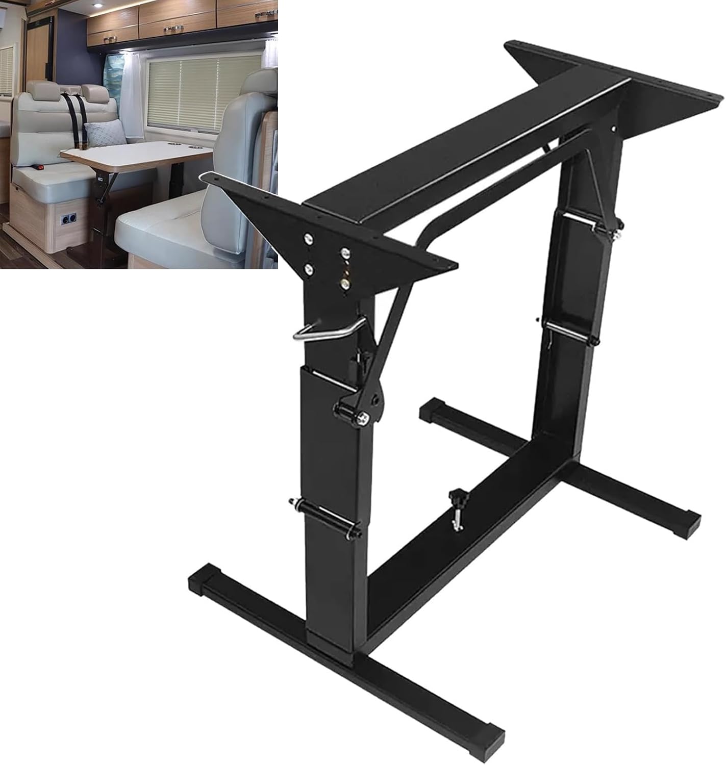 RV Table Stand, RV Table Mount, Foldable RV Table Leg Bracket, Metal Table Legs, Removable and Height Adjustable, for Patio, Yacht, Caravan, Room