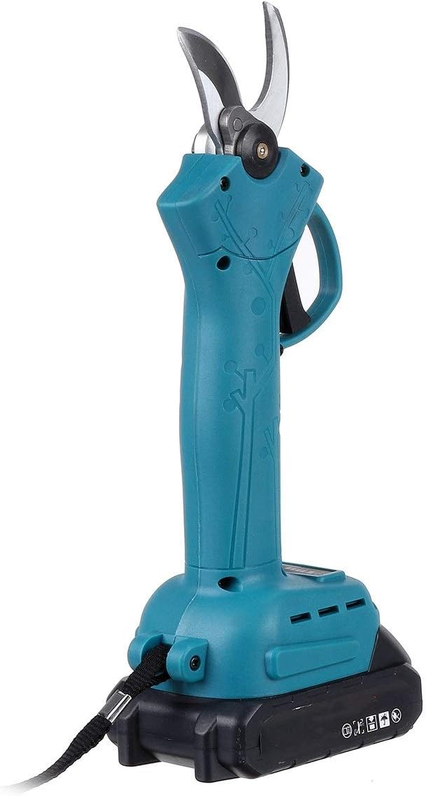 21V 88Vf Cordless Rechargeable Electric Pruning Shear Scissors Branch Cutter Garden Pruner With 2 Lithium-Ion Battery Garden Or Lawn (E Blue (E Blue 1 Battery)