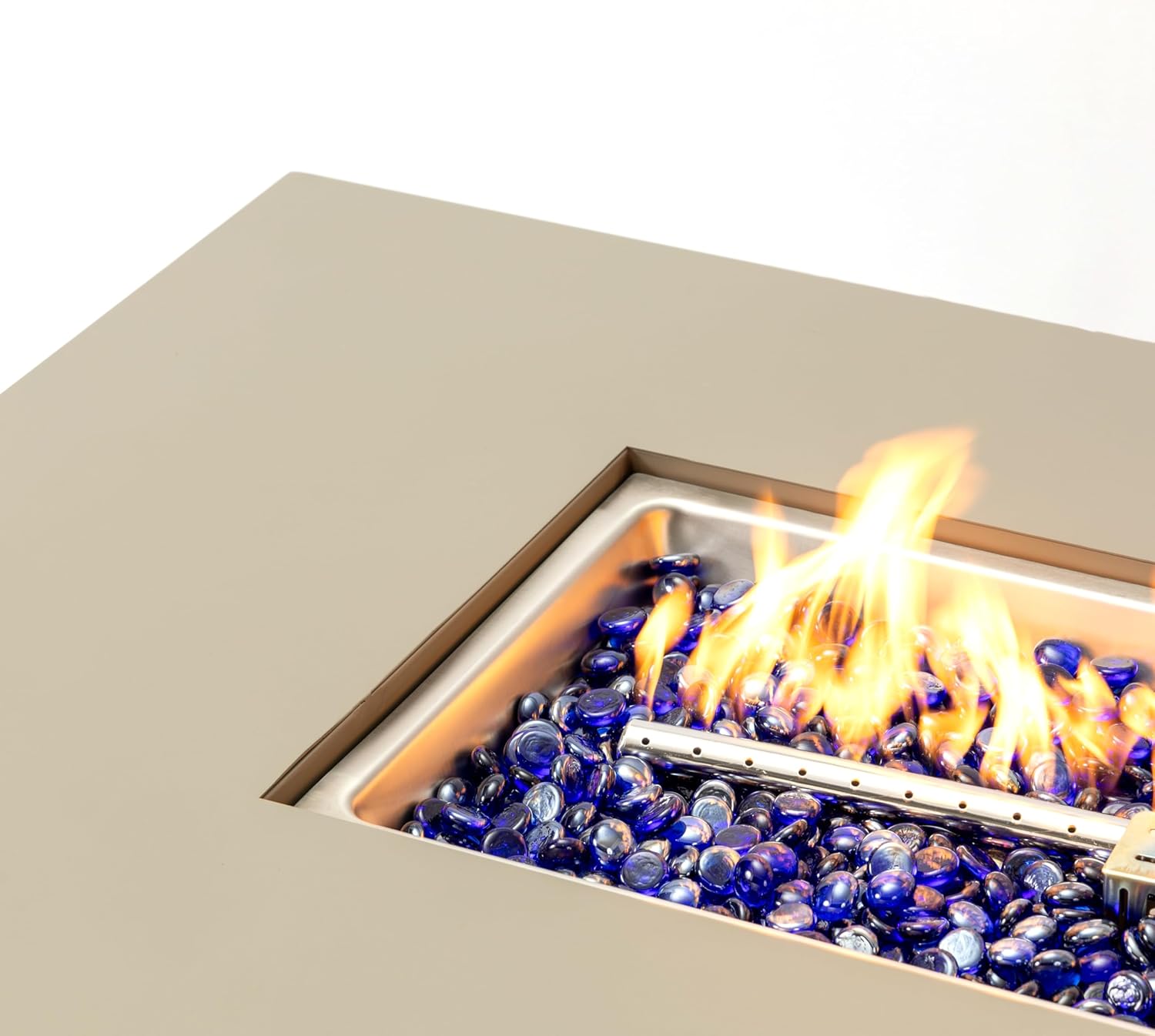 48 Inches Black Wood Grain Fire Pit Table for Living Room – Outdoor & Indoor Use, Elegant Design, Cozy Gatherings & Warm Ambiance (1 Doors)