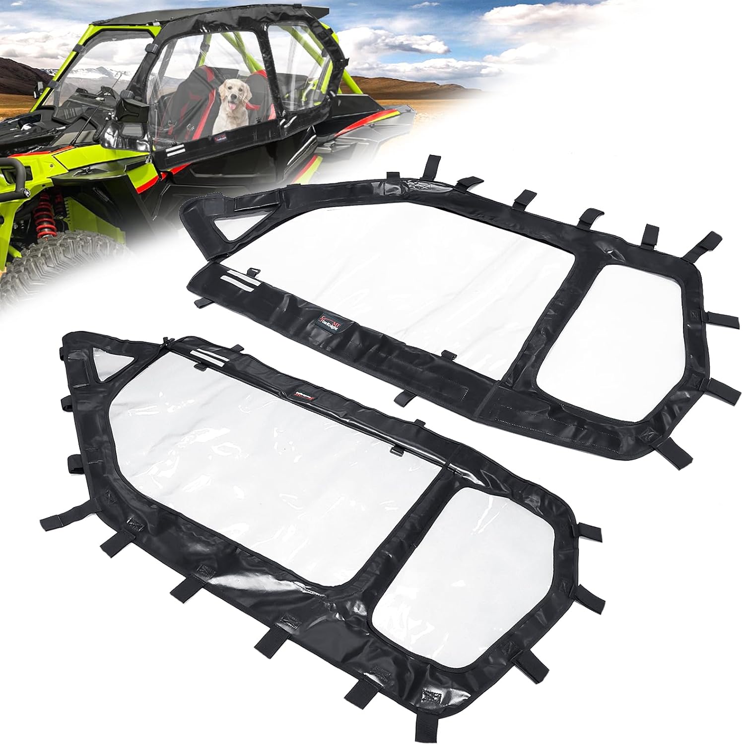 StarknightMT RZR 1000 XP Cab Enclosure Upper Doors, RZR 2 Seat Soft Side Windows With Zipper Vent Compatible With Polaris 2014-2023 RZR 1000 XP/900/XP TURBO/S 1000 RZR 1000 XP Accessories