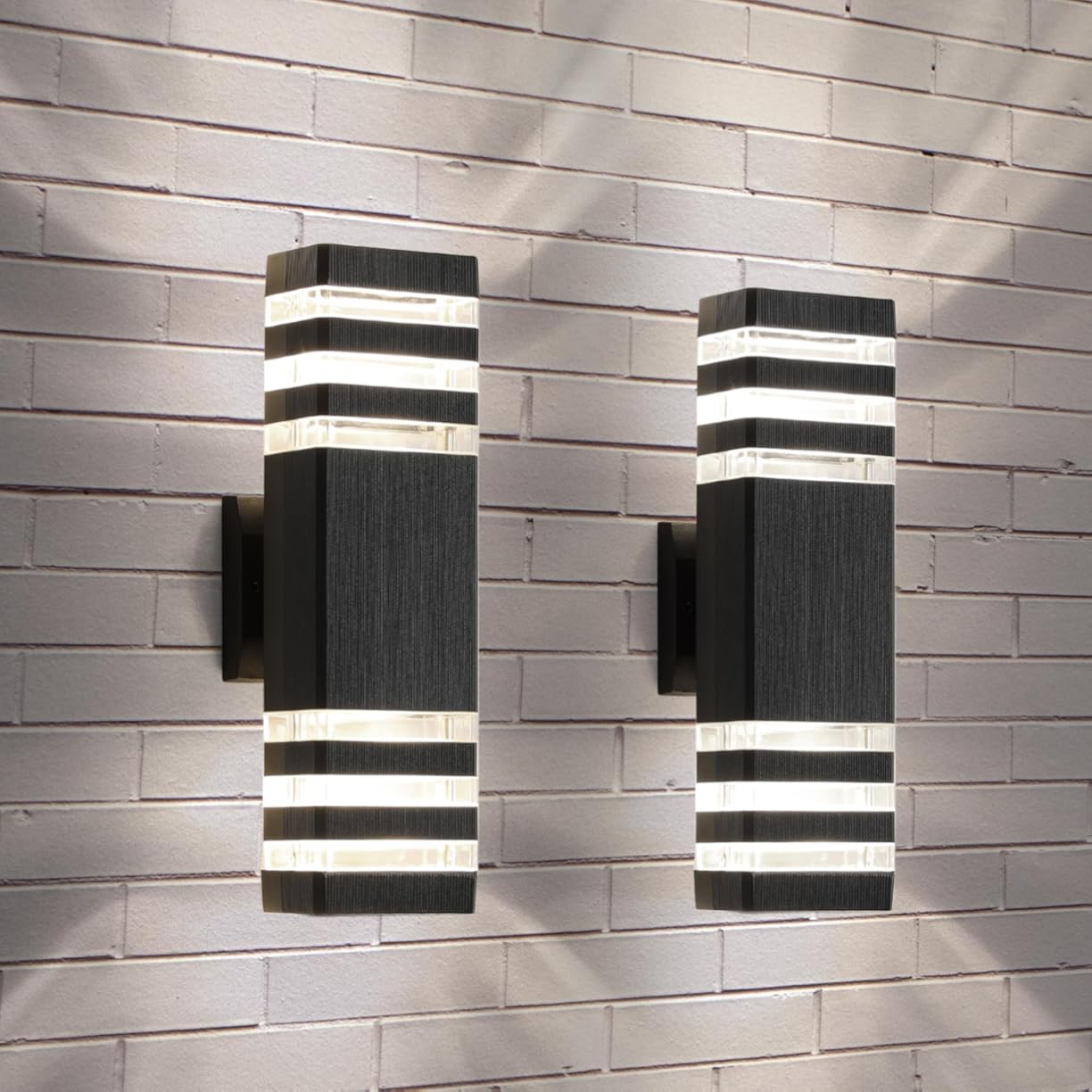 2 Pack LED Up and Down Lights, Outdoor Light Fixture, Exterior Lights for House, GU10 Bulbs 14W IP65 3000K 1200LM Warm White, Square Outdoor Sconce for Front Porch, Patio, Garage