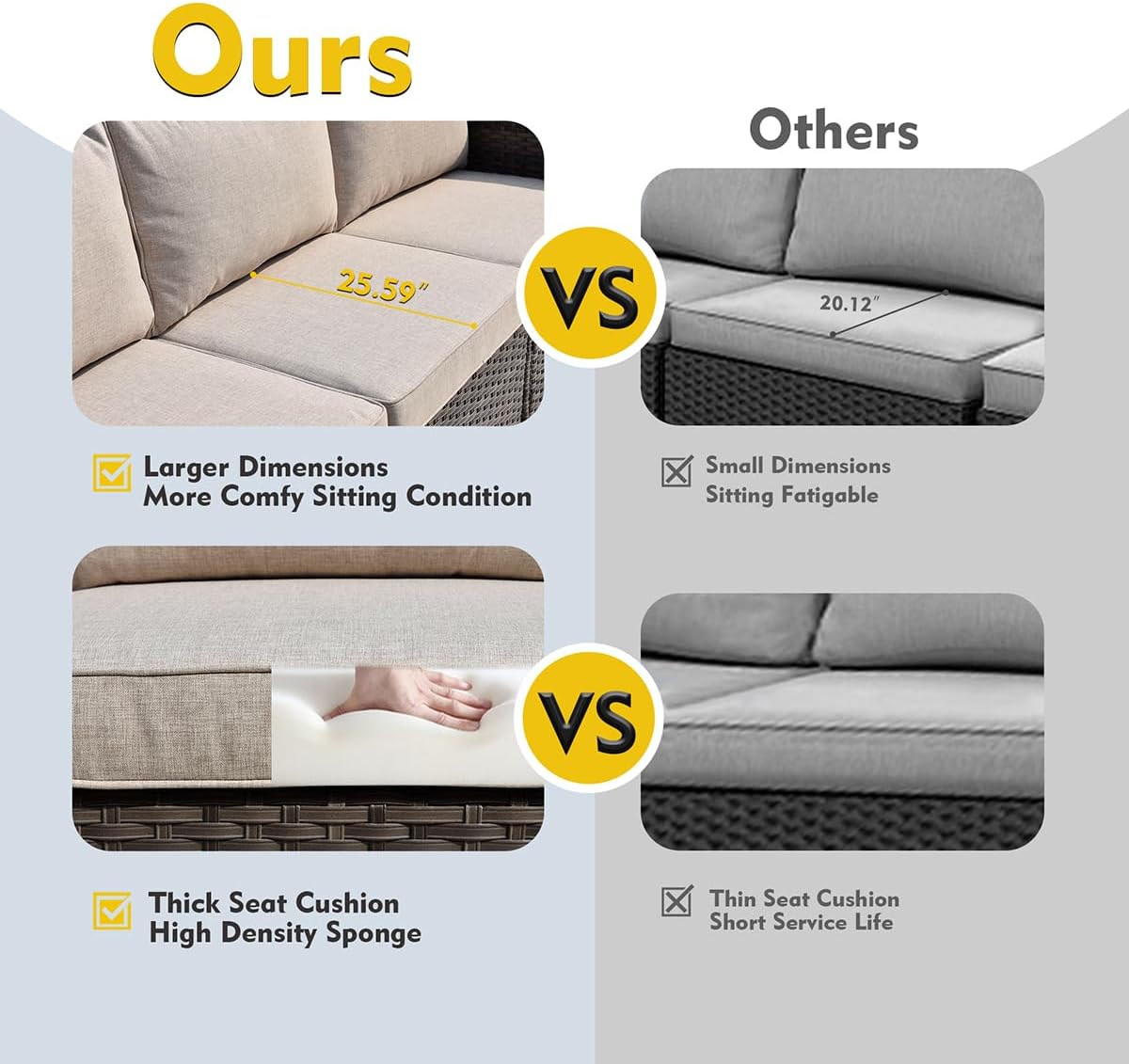 Patio Rattan Furniture Set 9-Piece Outdoor PE Wicker Conversation Couch, Gray Sectional Sofa Couch with Fire Pit, Outdoor Furniture with Rocker Chair