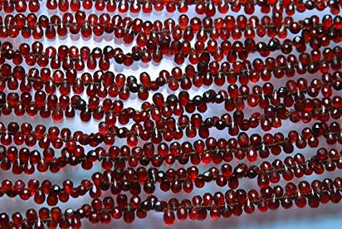 13 inch natural beads strand of 6-7mm faceted drop mozambique garnet gemstone beads for DIY jewelry - necklace, bracelet, earring, ring.