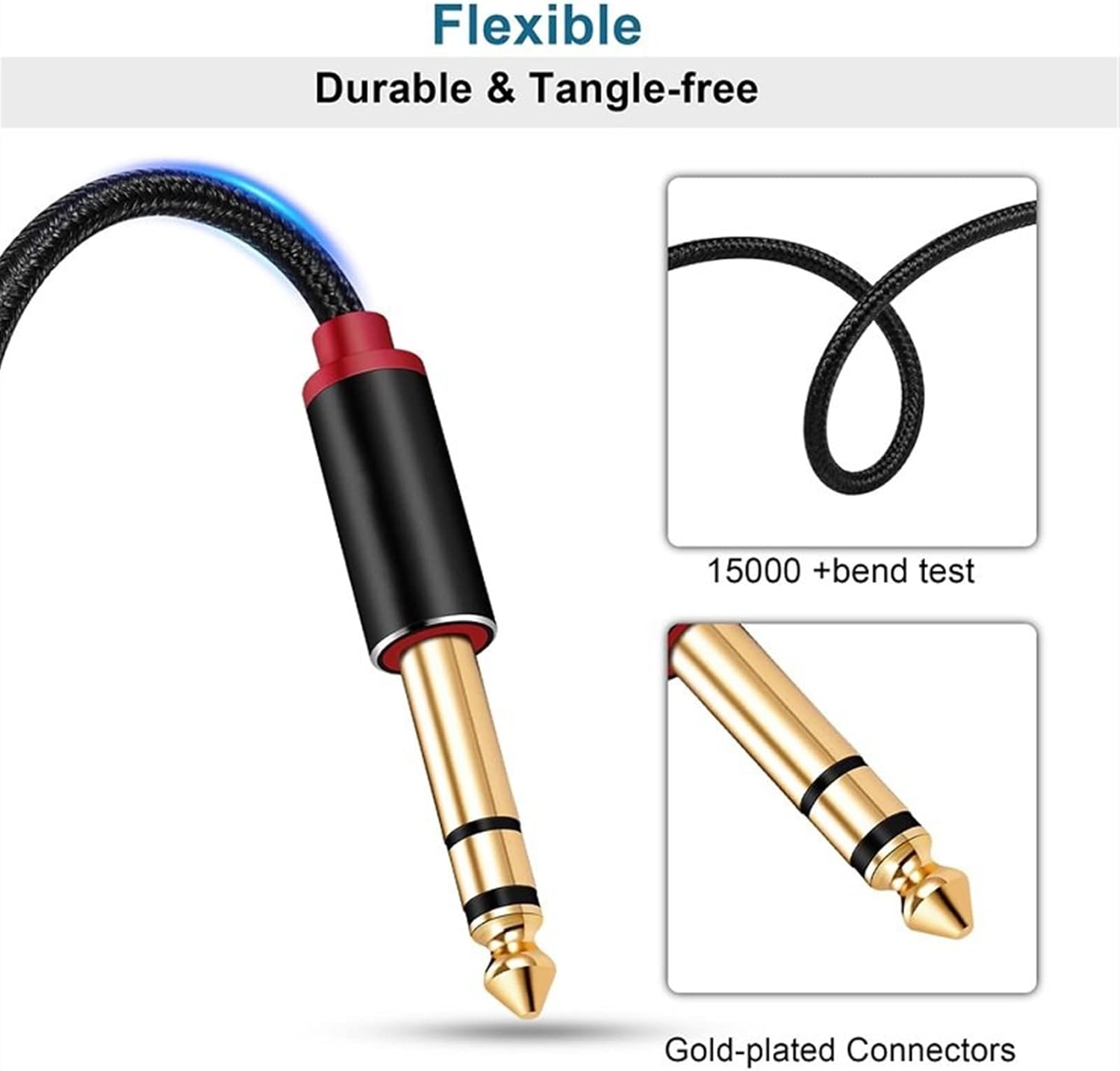 Guitar Cable 6.35mm (1/4) Stereo Cable for Electric Guitar Mandolin Bass Amplifier Guitar Interface Audio Cable (Color : 5m)