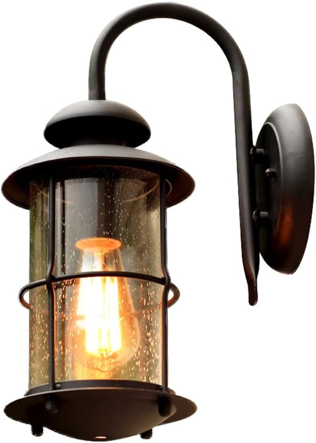 Outdoor Wall Mount Light Wrought Iron Wall Lamp E27 IP55 Waterproof Wall Lighting Fixtures Outside Porch Lights for Garden,Patio,Balcony,Carriage,Villa(Black)