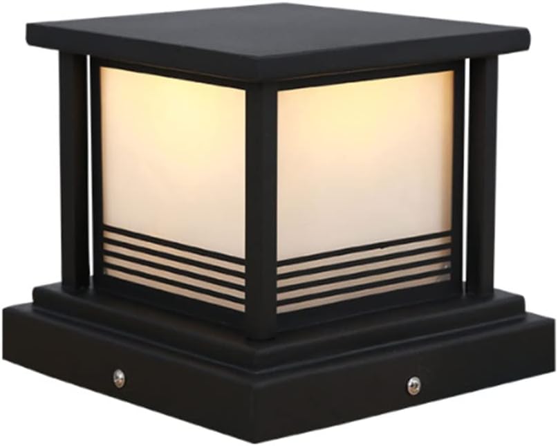 RCIDOS Imitation Marble Lantern Pillar Head Lamp Vintage Rustproof Light Fixture Modern Pool Deck Post Lamp Exterior Pole Column Lamp American Style Industrial Landscape Pillar Streetlight for Villa