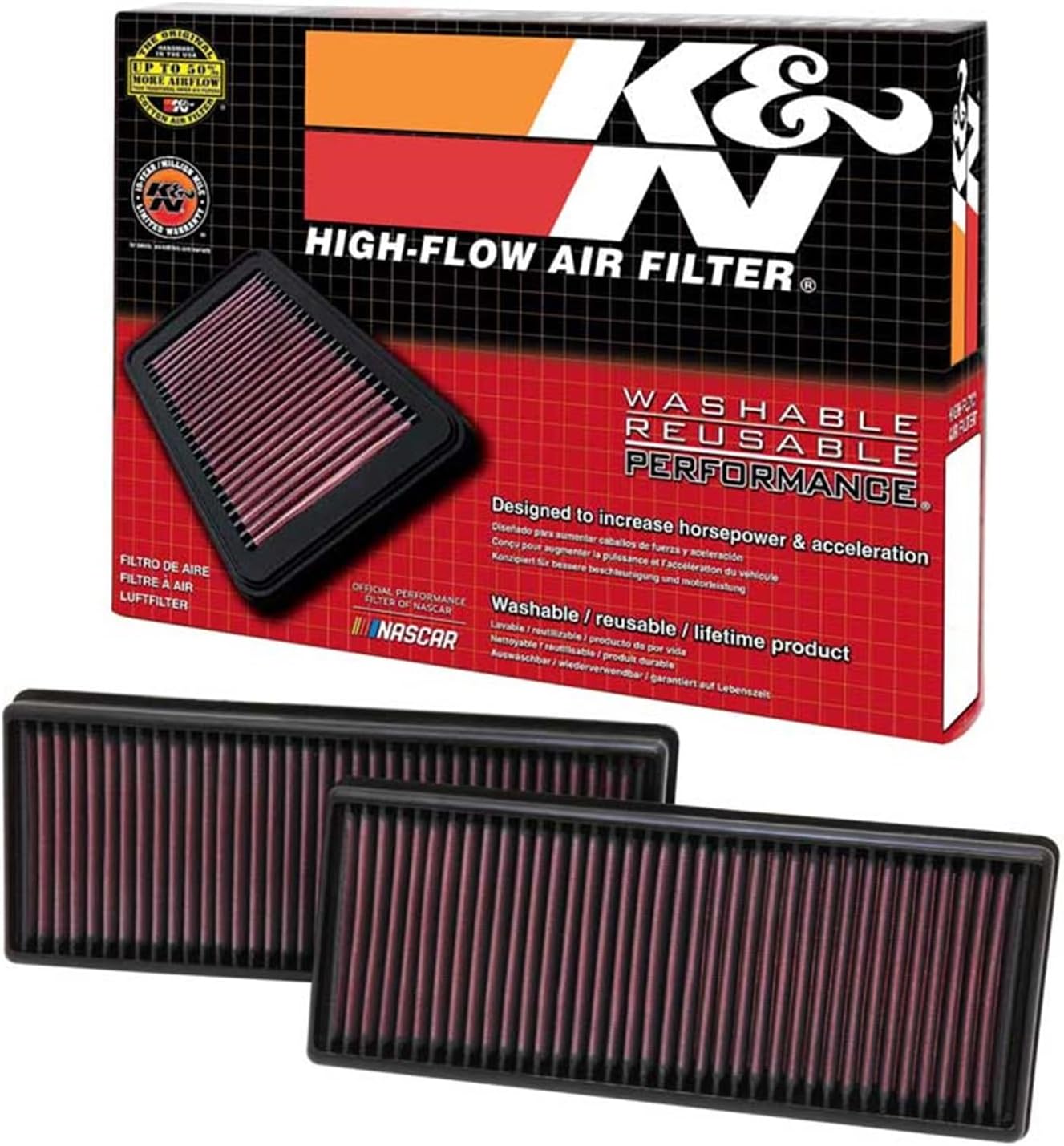 K&N High-Flow Original Lifetime Engine Air Filter: Increase Power: Premium, Washable: Compatible with 2011-2019 Merecedes Benz: (See Product Description for Select Models), 33-2474