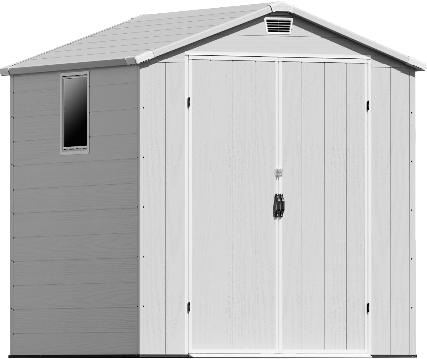Patiowell 6X6 FT Outdoor Storage Shed with Lockable Door and Floor - Resin Garden Tool Shed with Window, Waterproof Easy Assembly for Backyard, Lawn, Patio Furniture Storage (Light Grey)