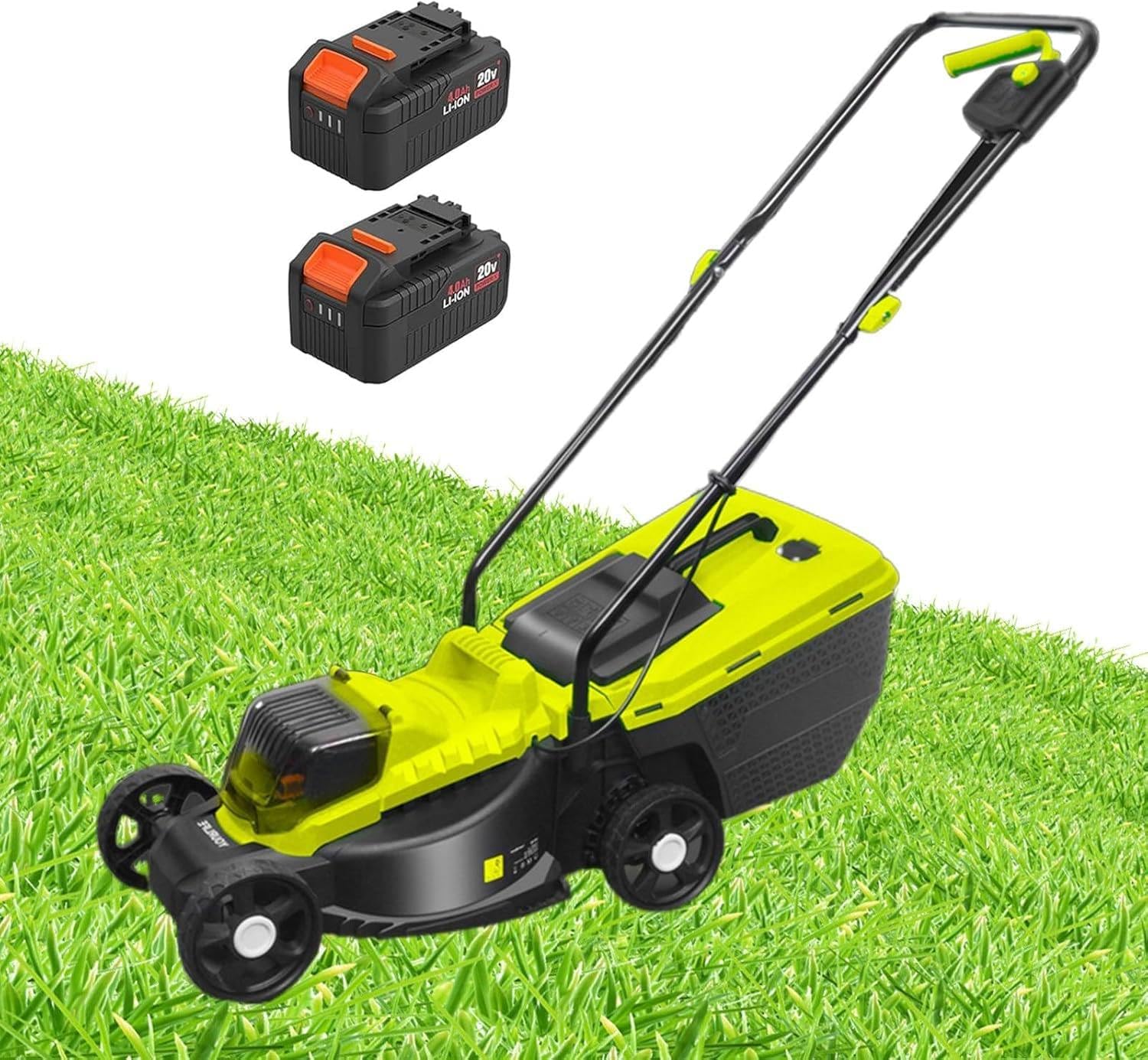 Cordless Lawn Mower with 3400 RMP High Speed Cutting, Push Lawn Mower with 4.0Ah Battery x 2/4 & Fast Charger Included, 30mm/50mm/70mm Cutting Heights Self-Propelled Mower with 40L Bagger,Battery*2