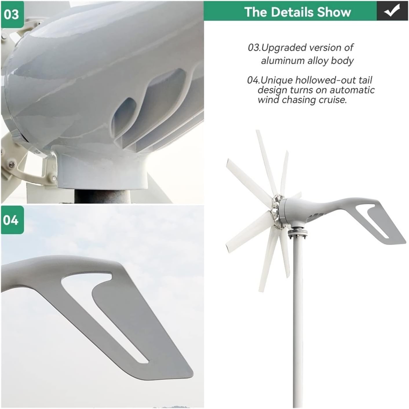 Wind Turbine, Wind Energy Turbine Generator 2000w 12v 24v 48v 8 Blades with Off Grid System Mppt and Hybrid Charge Controller for Home Use(with Mppt Controller,24V)