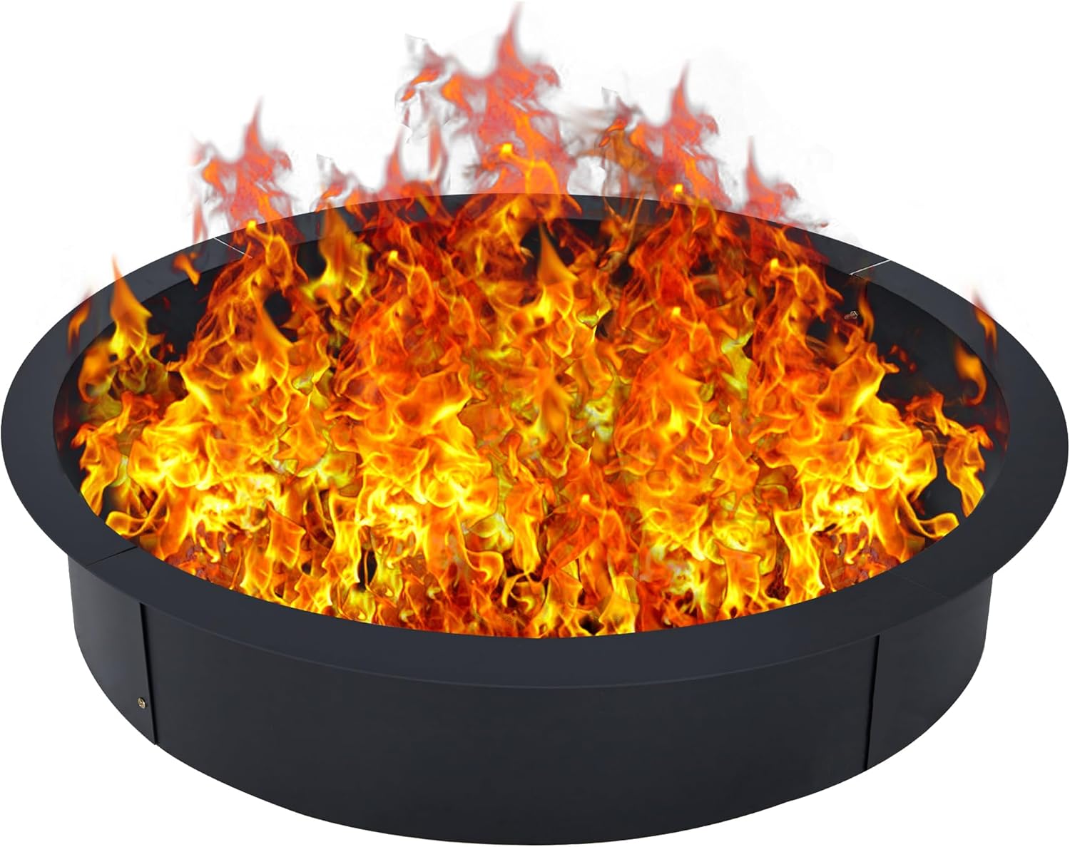 36 inch Inner Fire Pit Ring, Outdoor 2.5MM Steel Firepit Ring 42 inch Outer Large Bonfire Fire Pit Insert Round, In-Ground Fire Pit, Outside Wood Burning DIY for Camping Garden Patio
