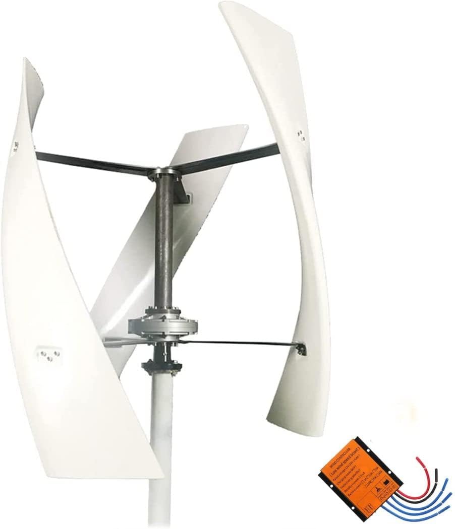 LiuSj JUnSt 10000W 12V-220V 3 Blades Vertical Wind Turbine 3 Phase Low Noise Vertical Wind Turbines Generator with Controller for Home Farm Boat (White)