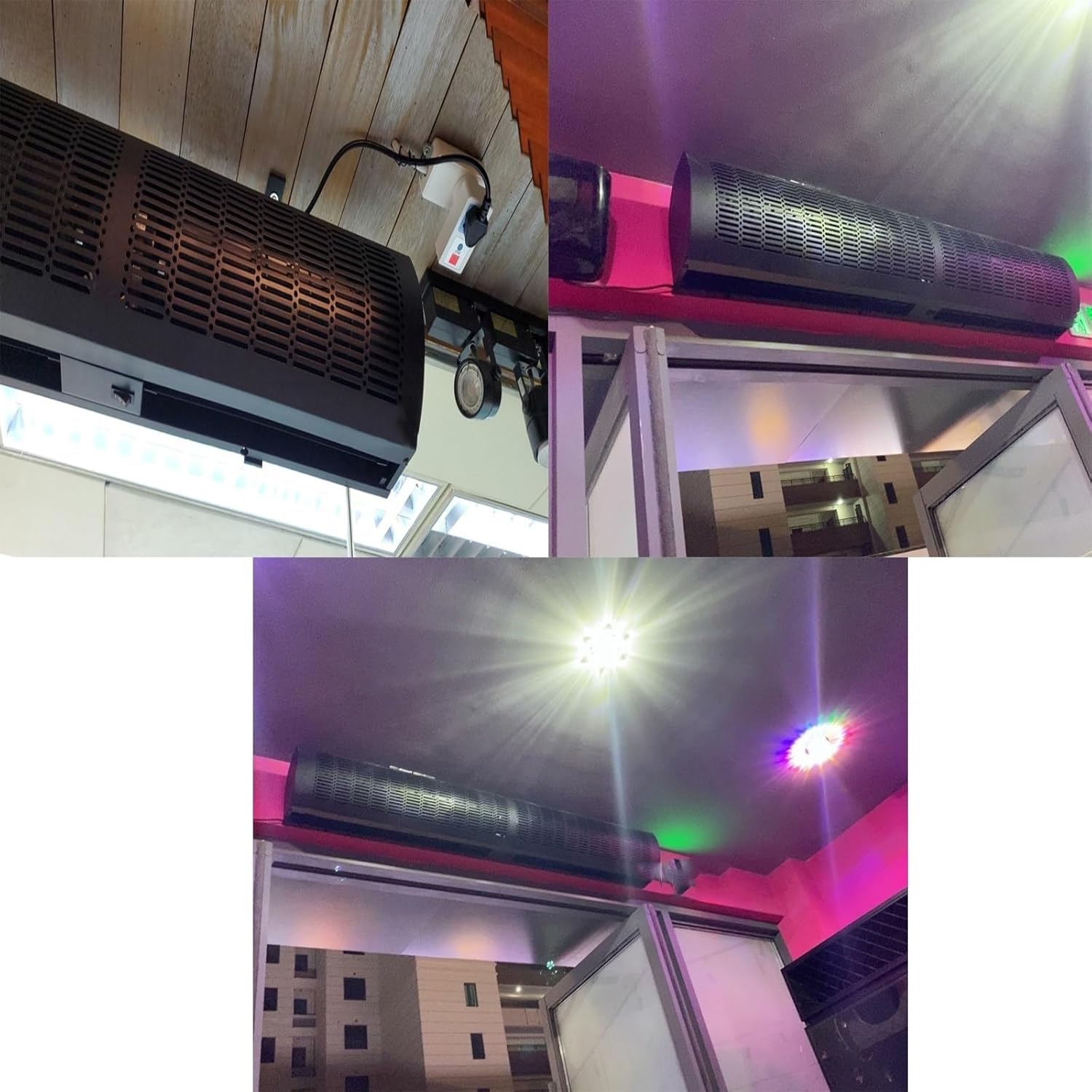 Black Strong Wind Commercial Air Curtain Machine with Remote Control, Elevator Car Shop Door Head, Efficient Wind Insulation(150cm(59inch))