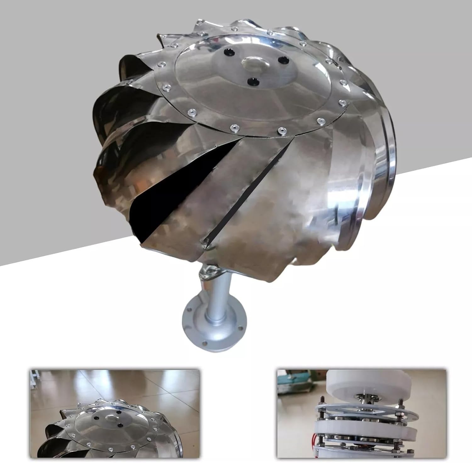 20W Wind Ball Type Multi-blade Start Low Wind Speed Vertical Wind Ironless Generator Low Start-Up Speed, Durable Stainless Steel For Home/Outdoor Use