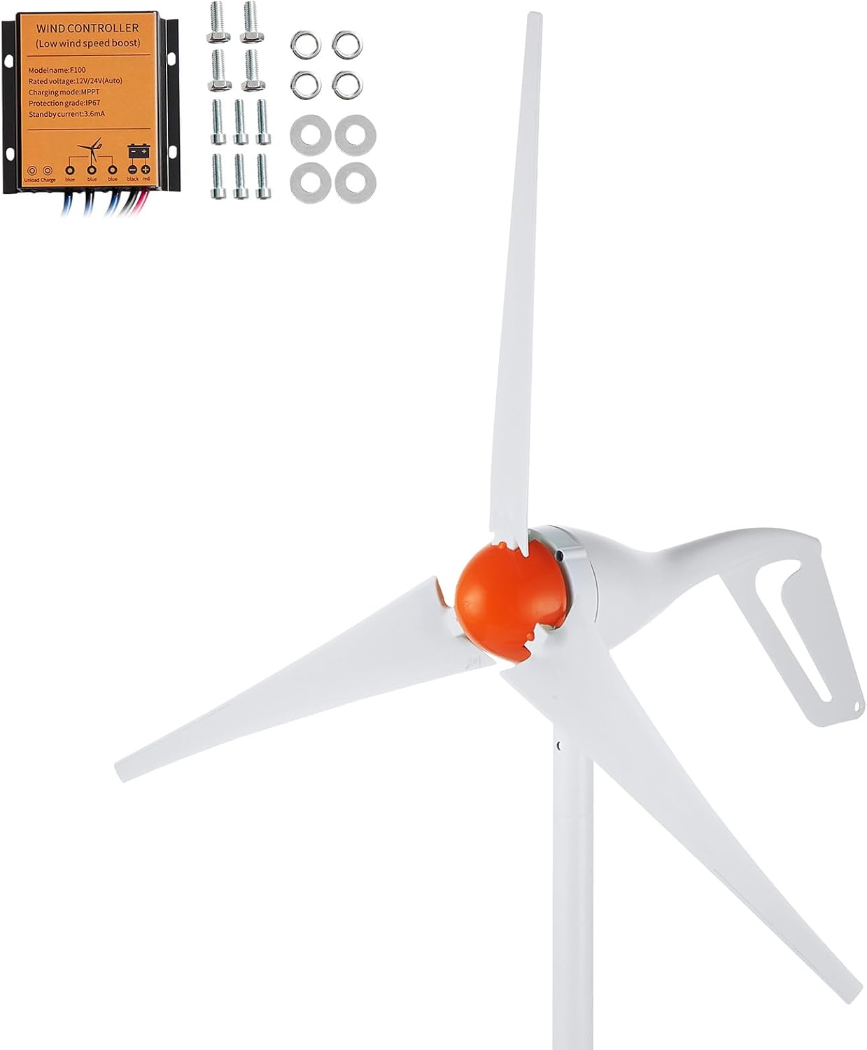 Happybuy 500W Wind Turbine Generator, 12V Wind Power Kit, 3-Blade Wind Generator with MPPT Controller, Adjustable Windward Direction, 2.5m/s Start Wind Speed, Ideal for Home, Farm, RVs, Boats