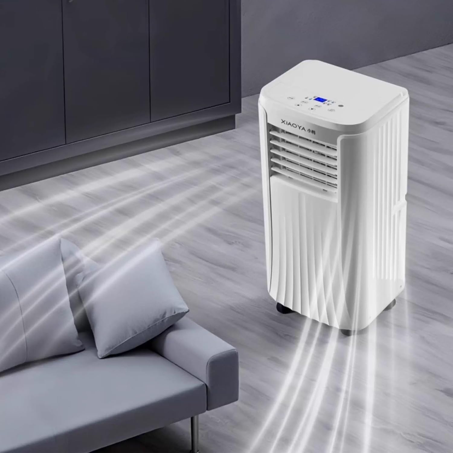No Vent Portable Air Conditioner 2 Wind Speeds Room Ac Unit with 360° Universal Wheels and Remote Control 24H Timer, Bedroom, Office, Apartments 220V(33.4 * 32.8 * 69cm)