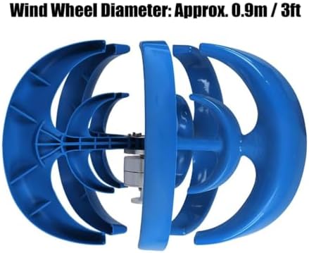 10000W Vertical Axis Wind Turbine Generator - 220V, 5 Blades, Low Wind Speed (2M/S) Home & Camping Power Solution - Durable Blue Wind Power Kit