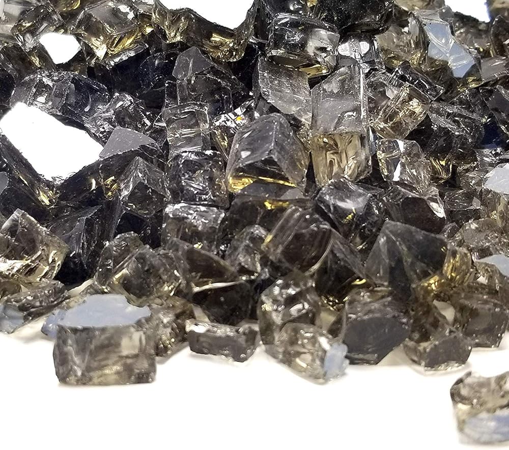 One Stop Outdoor (40 Pounds) 1/2 inch Premium Bronze Reflective Bulk Fire Glass, Tempered for Fire Pit & Fireplace (Bronze)