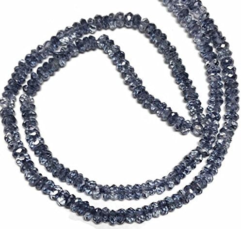 13 inch natural beads strand of 3mm faceted rondelle iolite gemstone beads for DIY jewelry - necklace, bracelet, earring, ring.