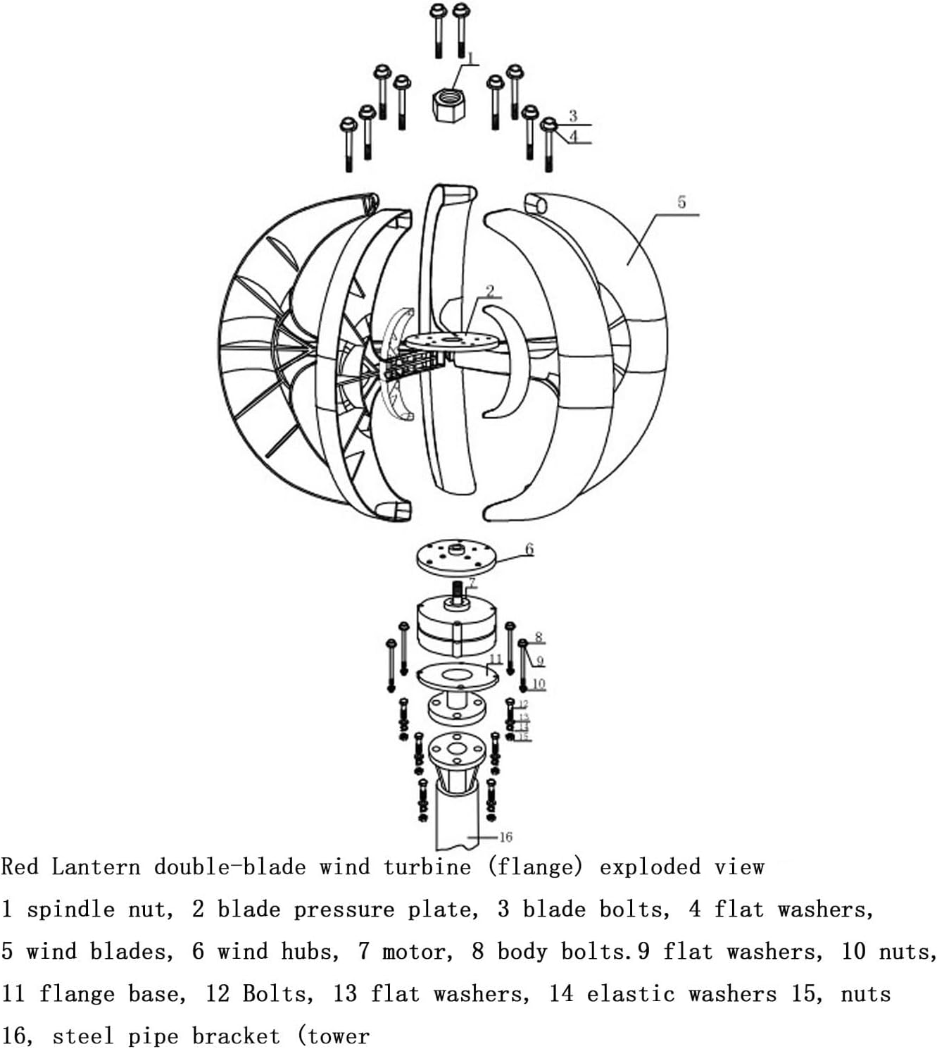1200W 5-Blade Wind Turbine Generator 12V/24V Solar Power System Assembly Parts Electrical Equipment Windmill for Home New Energy Three-Phase AC Permanent Magnet Synchronous Generator (24, Volts)