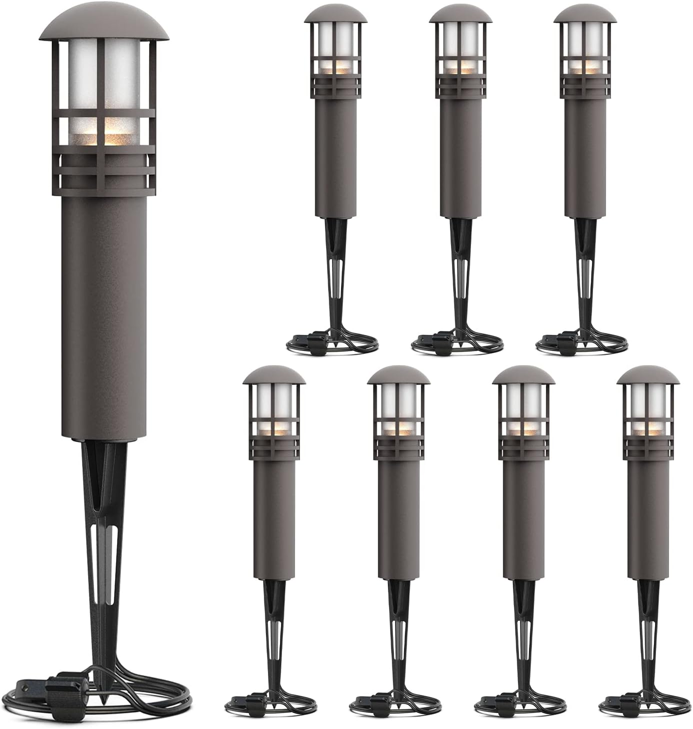 GOODSMANN Low Voltage Bollard Light 8PK Landscape Lighting Kit 3W 120 Lumen 3000K Warm White