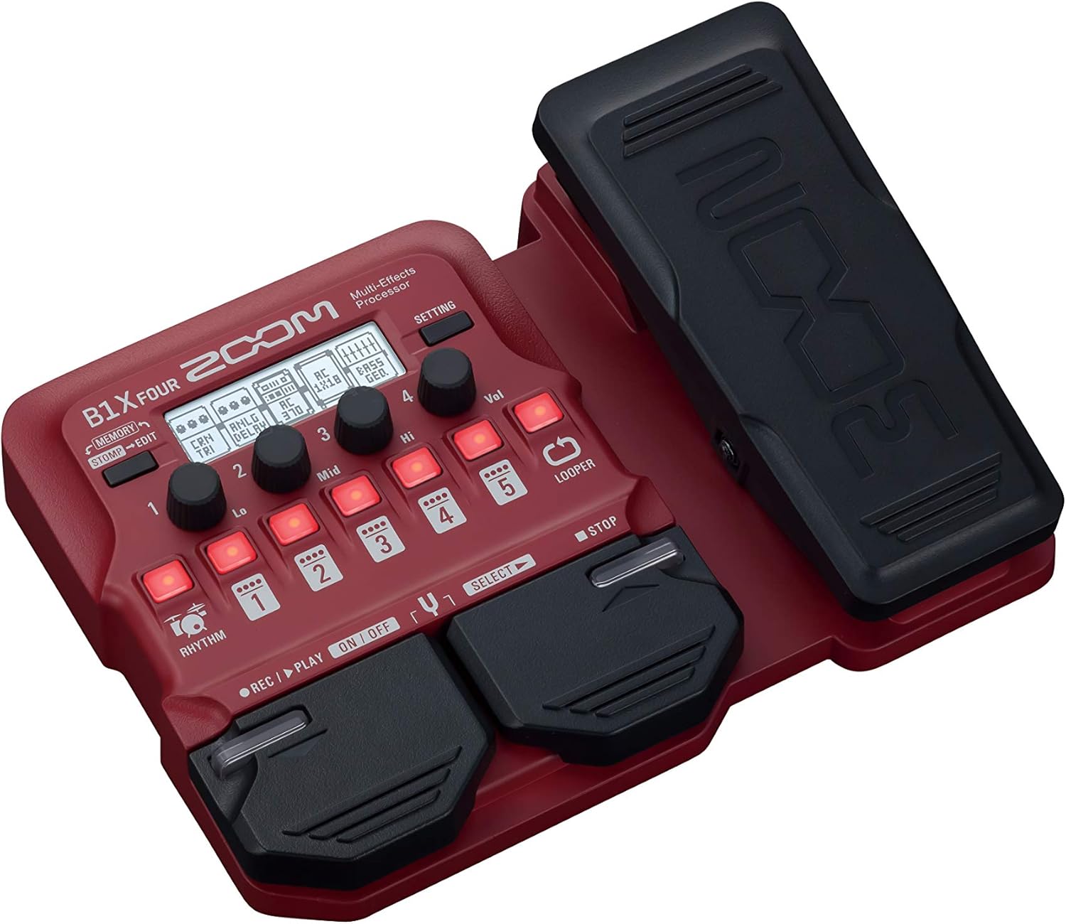 Zoom B1X Four Bass Multi-Effects Processor with Expression Pedal, with 70+ Built-in Effects, Amp Modeling, Looper, Rhythm Section, Tuner, Battery Powered