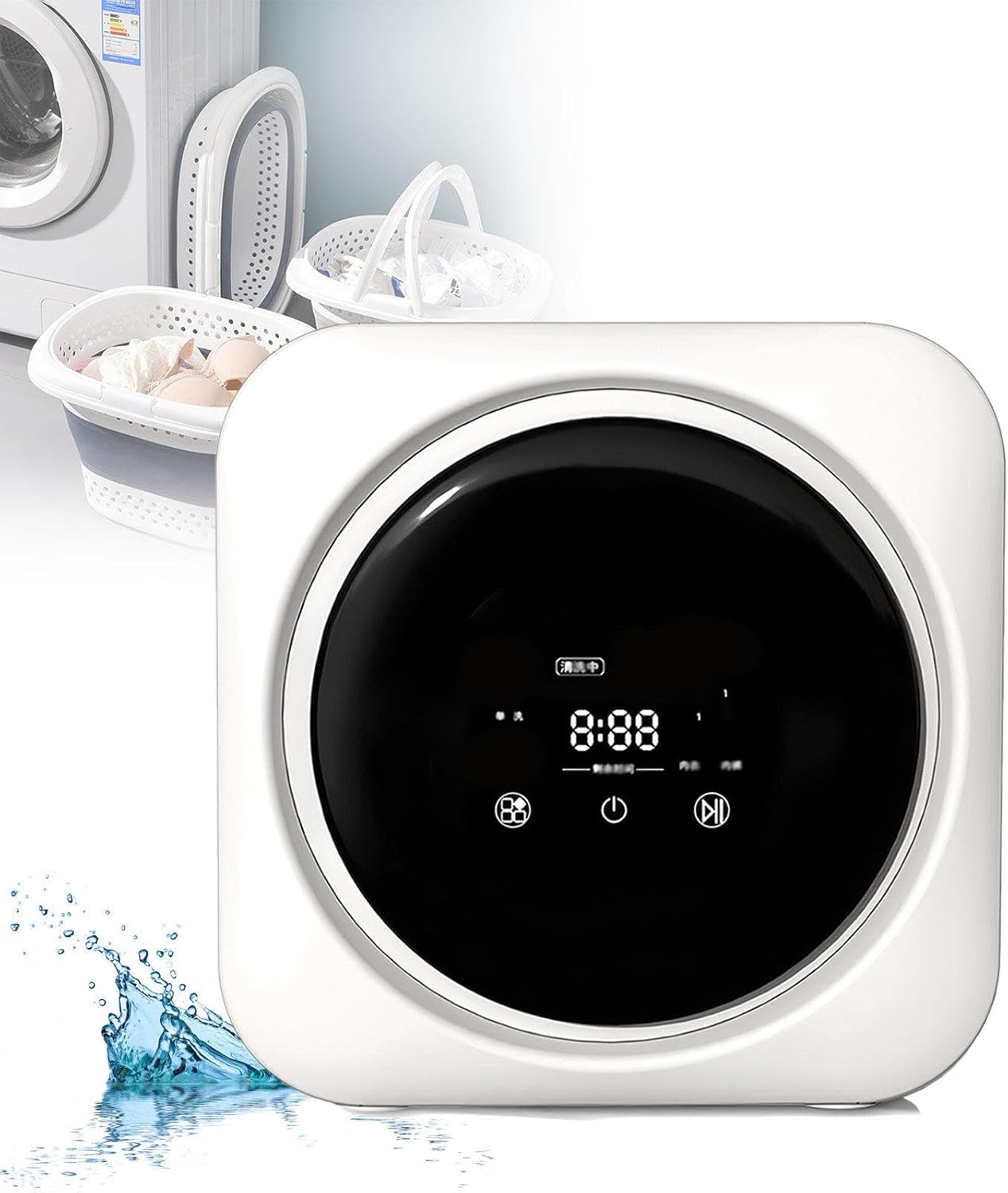 Washing Machine, Mini Portable Clothes Dryer, Portable Washing Machine, Underwear Washing Machine, Portable Dryer for Apartments, Stainless Steel Drum, for Underwear Small Clothes Socksv,Desktop