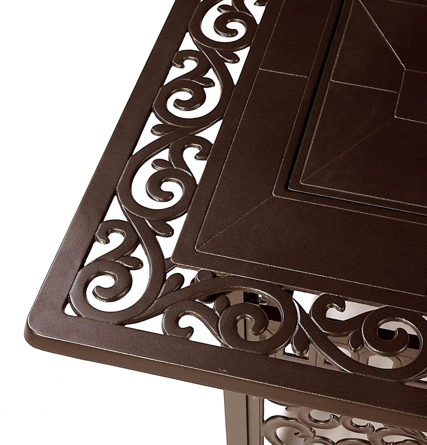 Rectangular 48 in. x 36 in. Aluminum Propane Fire Pit Table, Glass Beads, Two Covers, Lid, 57,000 BTUs in Brown Finish