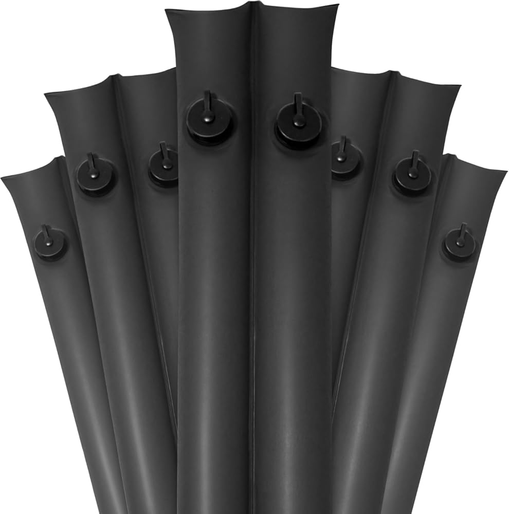 Pool Mate 10 ft. 5-Pack Extra Strength Black Double Chamber Pool Water Bags, Double Seams, .25 MM Thick Vinyl, Cover Weights, Oversized Jumbo Screw Valve Cap, Water Tubes