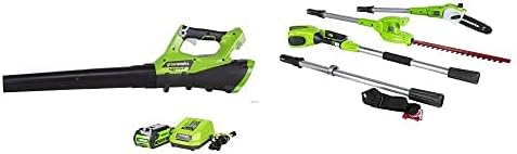 Greenworks 40V Cordless Jet Blower and 8.5 inch Cordless Pole Saw Combo Kit, 2Ah Battery and Charger Included