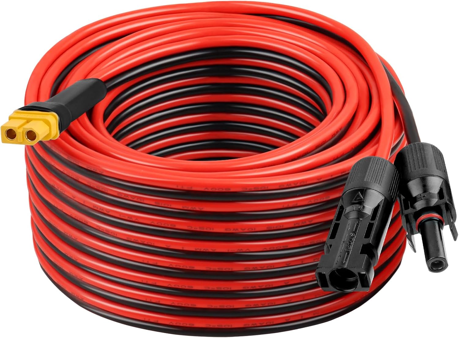 XRDS -RF Solar Connector to XT60 Cable 50FT, 10AWG Solar to XT60 Female Extension Cable, 600V Rated Power Cable for Solar Panels, Batteries, Power Stations – Heavy-Duty High Current Transfer