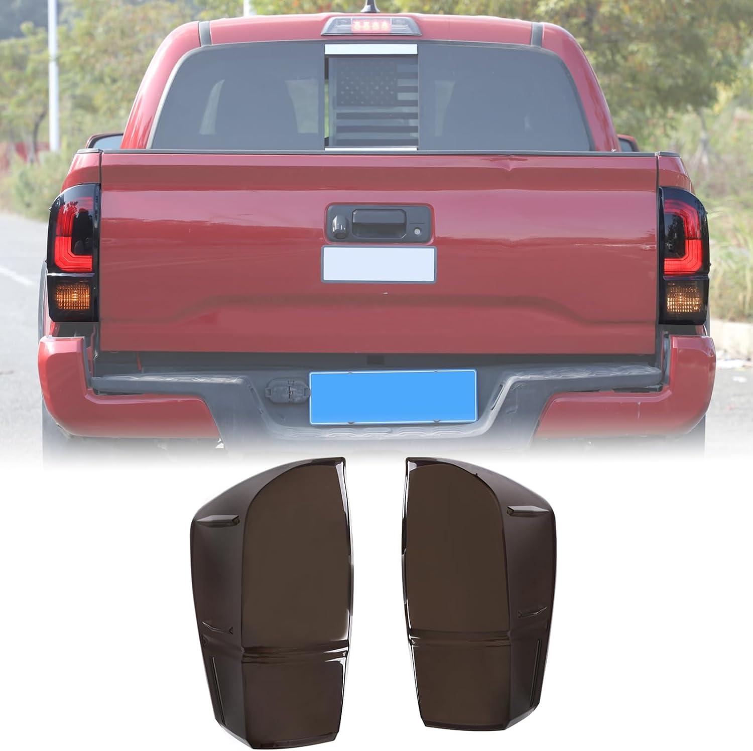 Car Tail Light Lamp Cover Compatible with Toyota Tacoma 2016-2023 Rear Taillight Guard Cover Bezels Reverse Tail Lamp Shell ShadeTintlight Lamp Trim Cover Rear Headlight Protection Cover Accessories