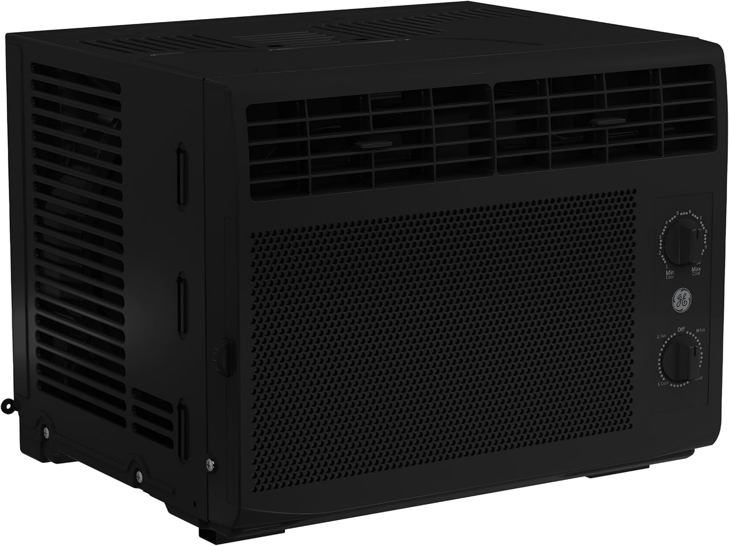 GE Window Air Conditioner Unit, 5,000 BTU for Small Rooms up to 150 sq ft. with Manual Adjustable Fan and Cooling Settings, Perfect for Bedroom or Living Room, Easy Install Kit Included, Black