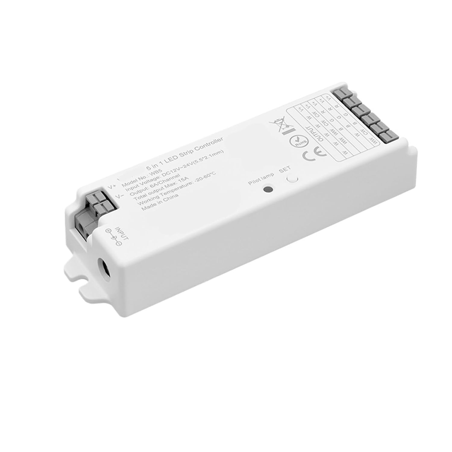 5 in 1 Controller LED dimmer RC for 12V 24V CCT RGB RCT COB Light Strip(5-in1 Dimmer-W)