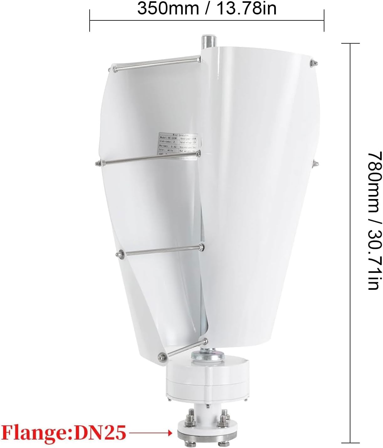 Wind Turbine, 600W Vertical Wind Turbine Permanent Magnet Generator, Low Noise Wind Power Generator Aluminum Alloy Blades for Marine, RV, Home, Boats, Cabin (12V)