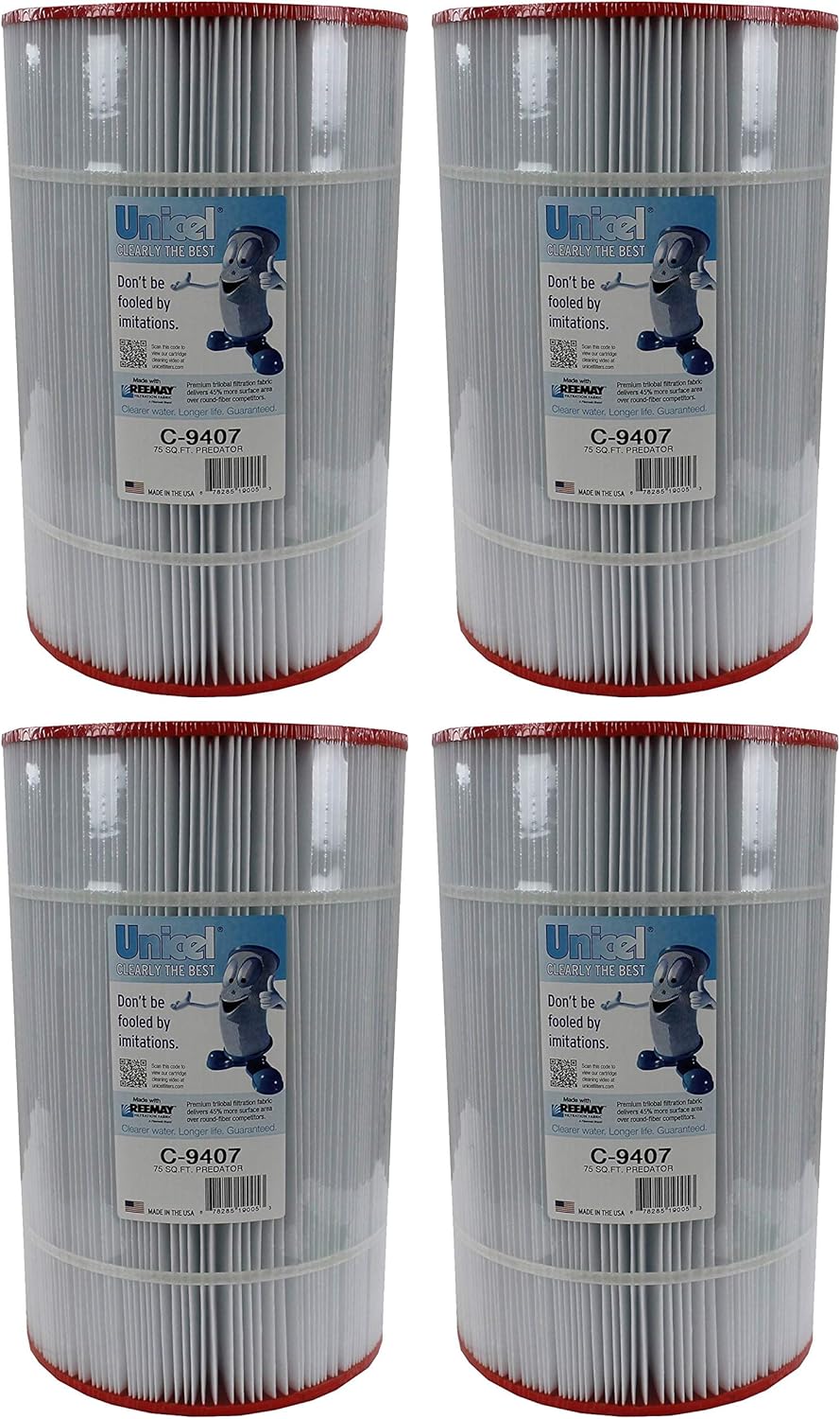 Unicel C-9407 75 Square Foot Media Replacement Pool Hot Tub Spa Filter Cartridge with 171 Pleats (4 Pack)