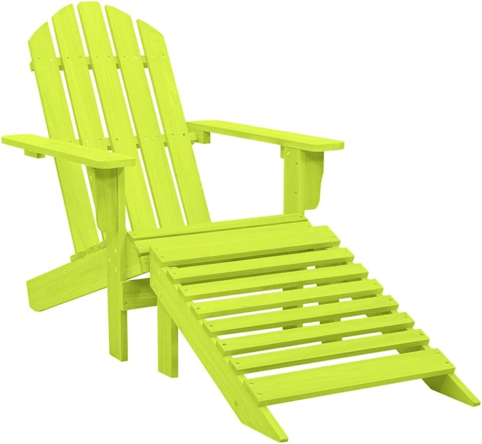 Patio Chair Patio Adirondack Chair with Ottoman Solid Fir Wood Green