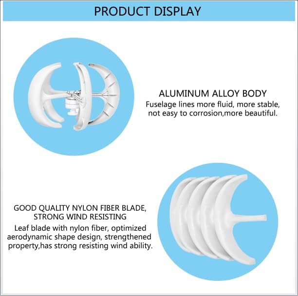 8000W Vertical Axis Lantern Wind Turbines Generator Motor Kit 5 Blades 12V 24V 48V Electromagnetic for Home Hybrids Streetlight Use