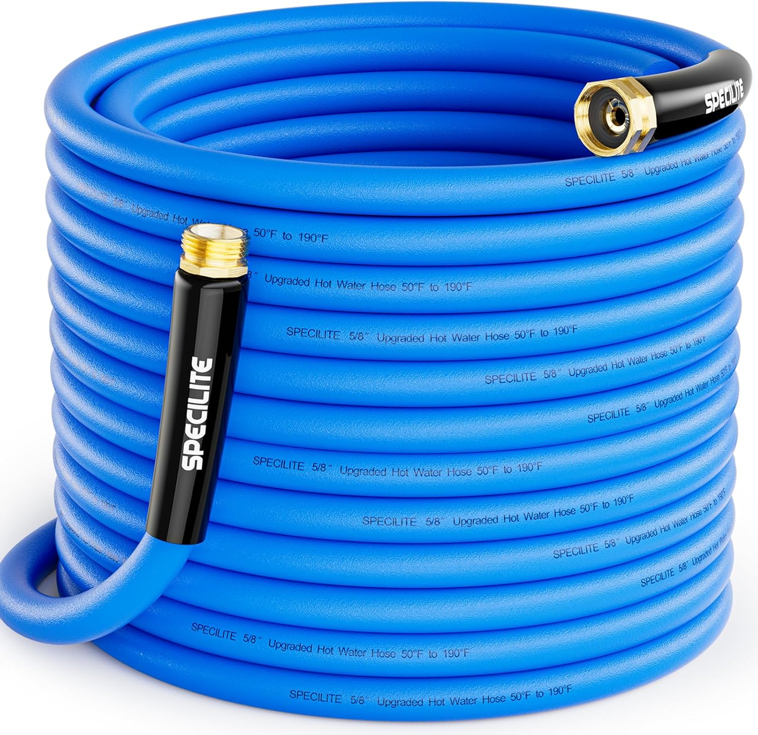 SPECILITE Hot/Cold Garden Water Hose 150 ftx 5/8 in, -50℉ To 190℉, Heavy Duty, Flexible, Burst 605 Psi, Lightweigh, Upgraded Rubber Pipe with 3/4